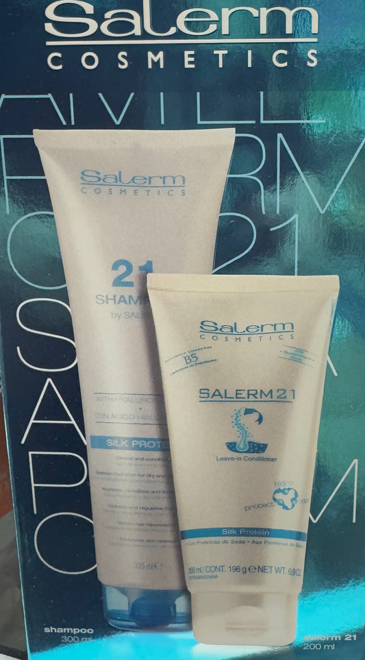 Salerm Shampoo 10.8oz and Leave In Silk Protein 6.9oz Kit