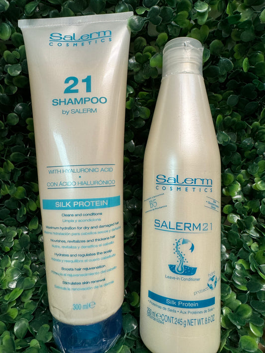 Salerm 21 Shampoo 10.8oz y Leave In Silk Protein 8.6oz